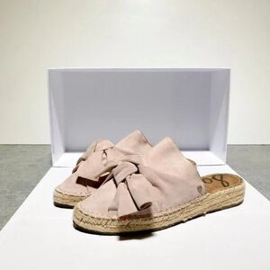 Edelman Faded Pink Bow Tie Slip-On Sandals Size 8